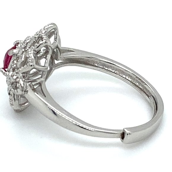 Red Tourmaline .30ct White Gold Solid Silver Ring - Picture 6 of 7